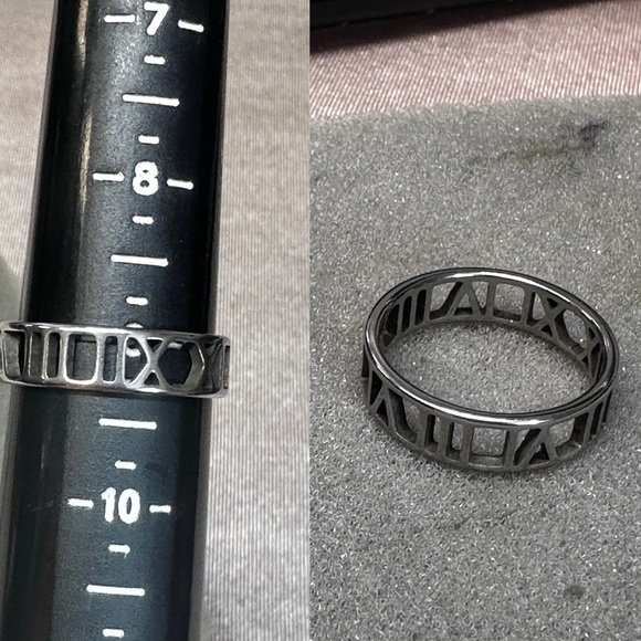 Brand-new Roman numeral silver tone ring unisex - Picture 4 of 4